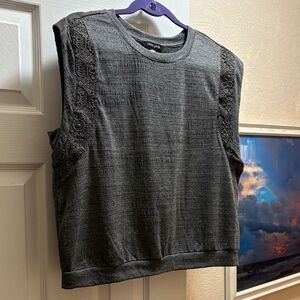 NWOT Cable & Gauge Charcoal Top with Lace Accents